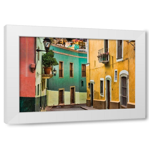 Colorful Street I White Modern Wood Framed Art Print by Mahan, Kathy