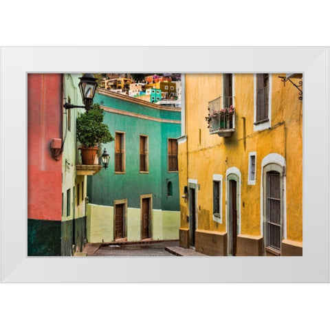 Colorful Street I White Modern Wood Framed Art Print by Mahan, Kathy