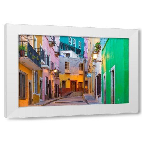Colorful Street II White Modern Wood Framed Art Print by Mahan, Kathy