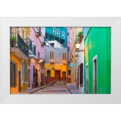 Colorful Street II White Modern Wood Framed Art Print by Mahan, Kathy