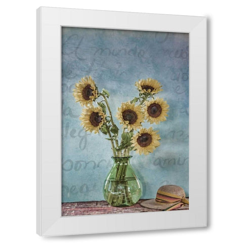 Sunflowers I White Modern Wood Framed Art Print by Mahan, Kathy