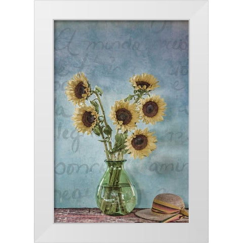 Sunflowers I White Modern Wood Framed Art Print by Mahan, Kathy