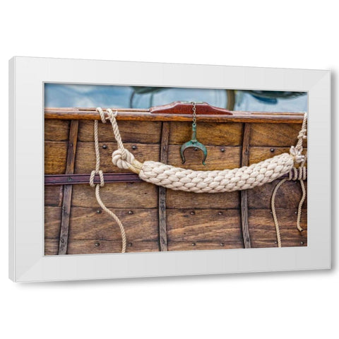 On the Boat I White Modern Wood Framed Art Print by Mahan, Kathy