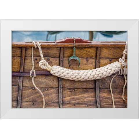 On the Boat I White Modern Wood Framed Art Print by Mahan, Kathy