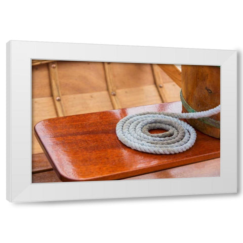 On the Boat II White Modern Wood Framed Art Print by Mahan, Kathy