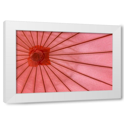 Red Umbrella White Modern Wood Framed Art Print by Mahan, Kathy