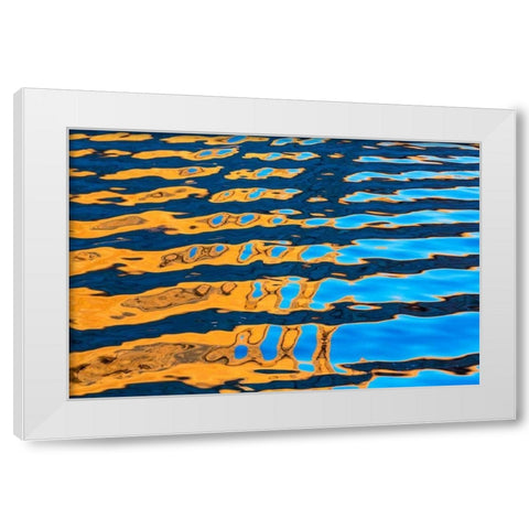 Gold and Blue I White Modern Wood Framed Art Print by Mahan, Kathy
