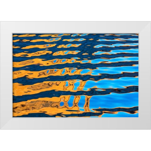 Gold and Blue I White Modern Wood Framed Art Print by Mahan, Kathy