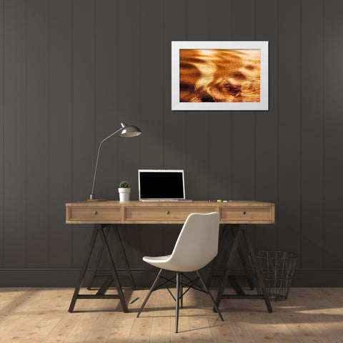Golden Water I White Modern Wood Framed Art Print by Mahan, Kathy