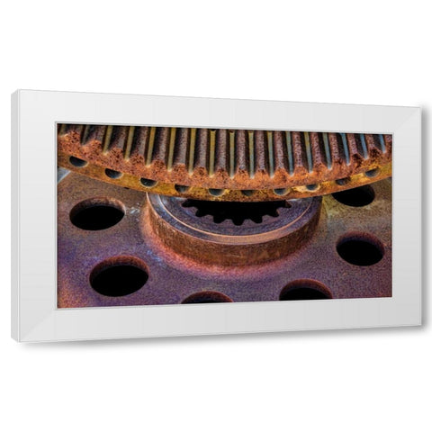 Rusty Gears I White Modern Wood Framed Art Print by Mahan, Kathy