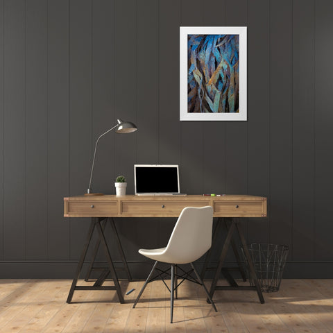 Sculptural Metal V White Modern Wood Framed Art Print by Mahan, Kathy
