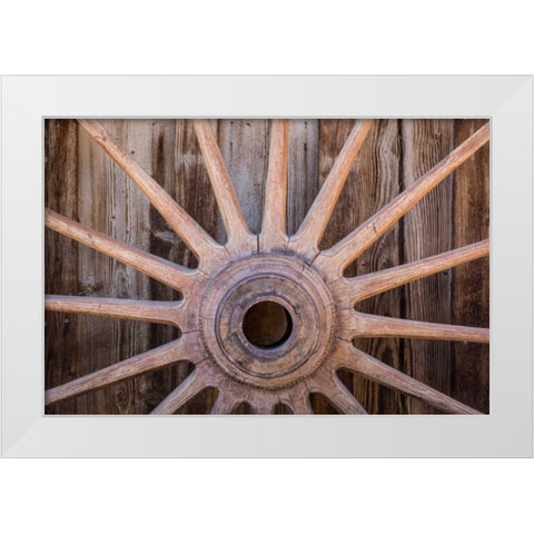 Wagon Wheel I White Modern Wood Framed Art Print by Mahan, Kathy