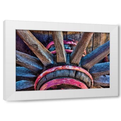 Wagon Wheel II White Modern Wood Framed Art Print by Mahan, Kathy