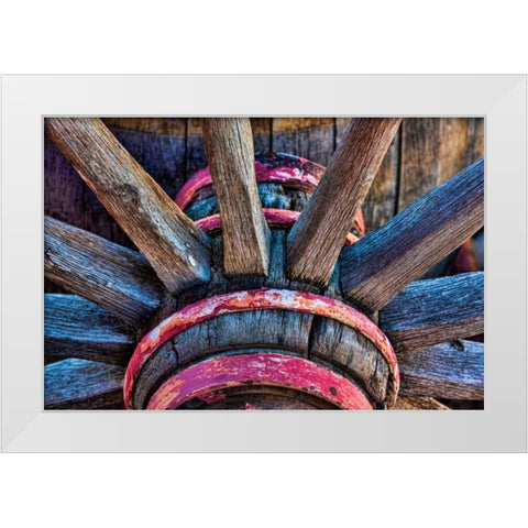 Wagon Wheel II White Modern Wood Framed Art Print by Mahan, Kathy