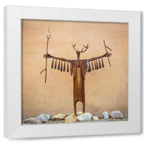 Garden Sculpture White Modern Wood Framed Art Print by Mahan, Kathy