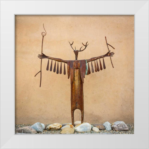 Garden Sculpture White Modern Wood Framed Art Print by Mahan, Kathy