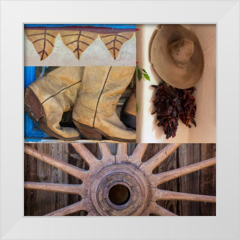 Southwest Collage II White Modern Wood Framed Art Print by Mahan, Kathy