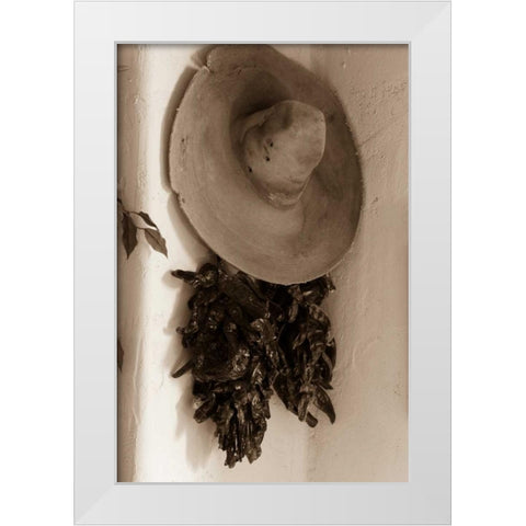 Old Hat and Ristras White Modern Wood Framed Art Print by Mahan, Kathy
