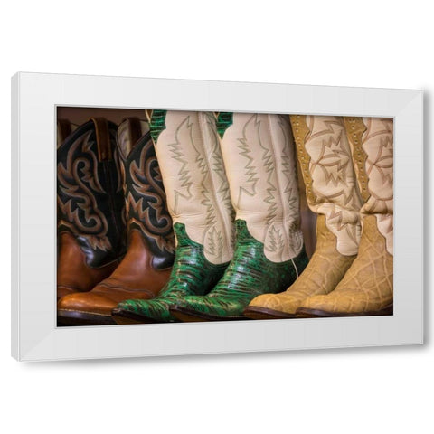 Cowboy Boots II White Modern Wood Framed Art Print by Mahan, Kathy