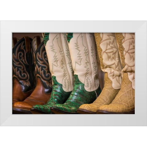 Cowboy Boots II White Modern Wood Framed Art Print by Mahan, Kathy