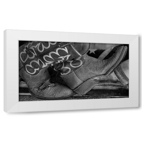 Cowboy Boots BW I White Modern Wood Framed Art Print by Mahan, Kathy