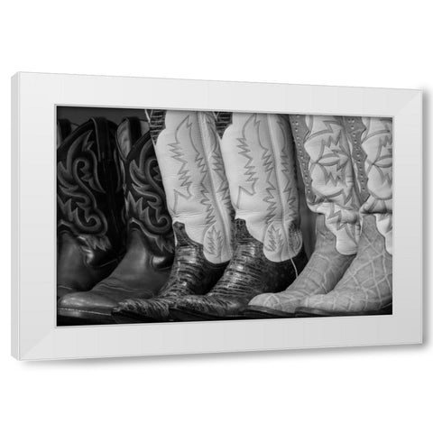 Cowboy Boots BW II White Modern Wood Framed Art Print by Mahan, Kathy