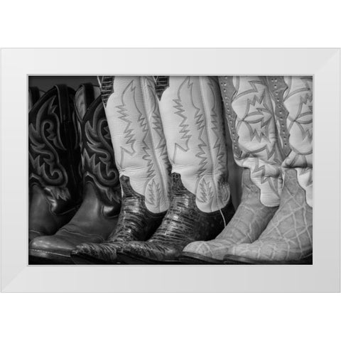 Cowboy Boots BW II White Modern Wood Framed Art Print by Mahan, Kathy