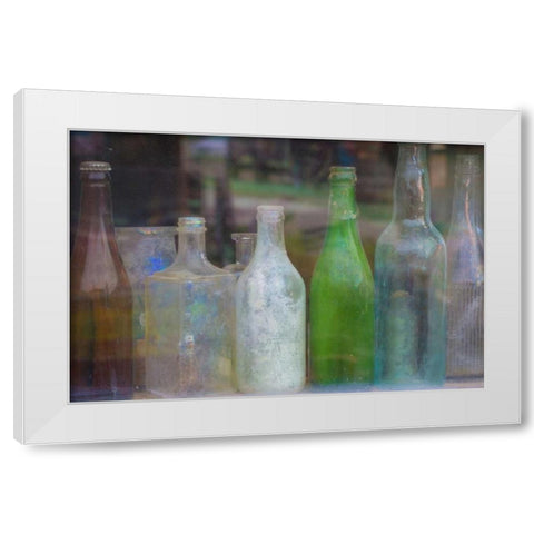 Old Bottles II White Modern Wood Framed Art Print by Mahan, Kathy