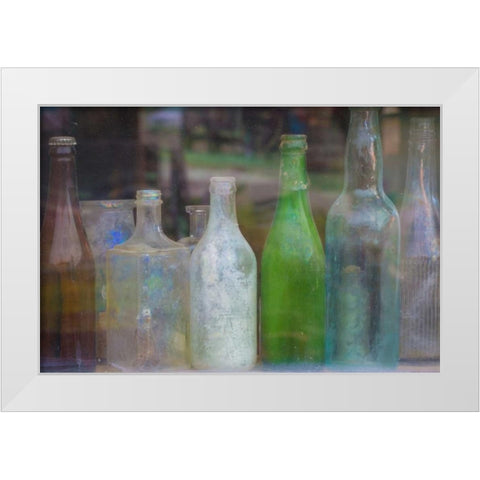 Old Bottles II White Modern Wood Framed Art Print by Mahan, Kathy