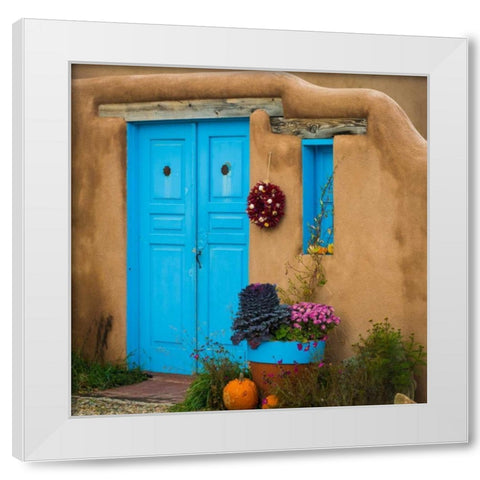Blue Door I White Modern Wood Framed Art Print by Mahan, Kathy