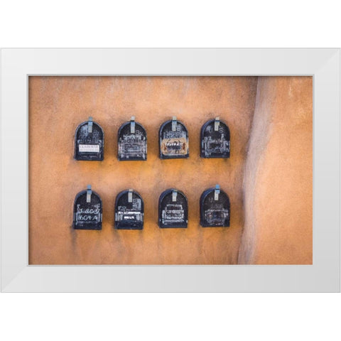 Mailboxes White Modern Wood Framed Art Print by Mahan, Kathy