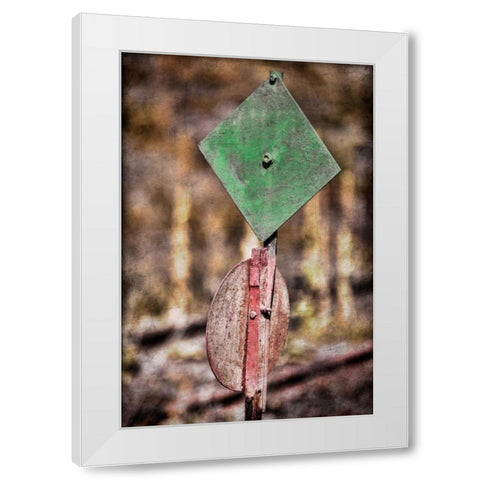 Train Signal White Modern Wood Framed Art Print by Mahan, Kathy