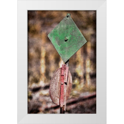 Train Signal White Modern Wood Framed Art Print by Mahan, Kathy