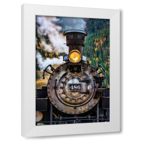 Locomotive I White Modern Wood Framed Art Print by Mahan, Kathy