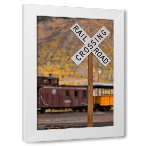 Railroad Crossing White Modern Wood Framed Art Print by Mahan, Kathy