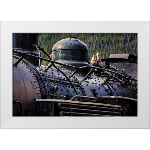 Historic Locomotive II White Modern Wood Framed Art Print by Mahan, Kathy