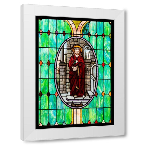 Stained Glass III White Modern Wood Framed Art Print by Mahan, Kathy