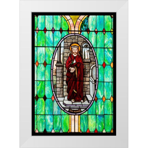 Stained Glass III White Modern Wood Framed Art Print by Mahan, Kathy