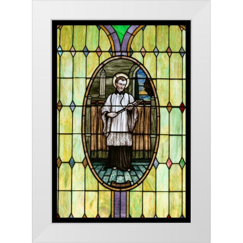 Stained Glass V White Modern Wood Framed Art Print by Mahan, Kathy