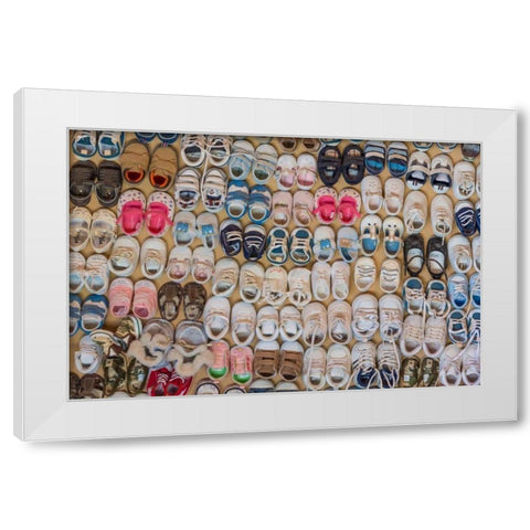 Baby Shoes III White Modern Wood Framed Art Print by Mahan, Kathy