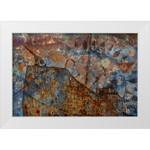 Old Whaling Ship I White Modern Wood Framed Art Print by Mahan, Kathy