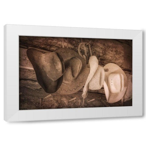 Cowboy Hats White Modern Wood Framed Art Print by Mahan, Kathy