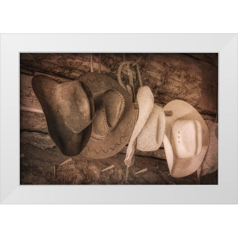 Cowboy Hats White Modern Wood Framed Art Print by Mahan, Kathy