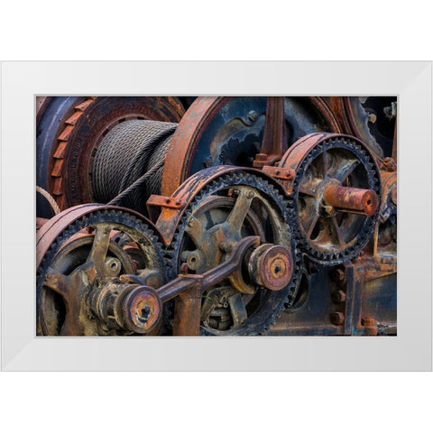 Mining Equipment II White Modern Wood Framed Art Print by Mahan, Kathy