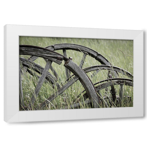 Old Wagon Wheels I White Modern Wood Framed Art Print by Mahan, Kathy