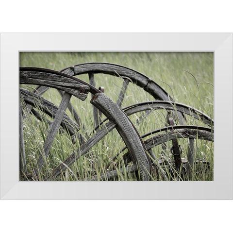 Old Wagon Wheels I White Modern Wood Framed Art Print by Mahan, Kathy