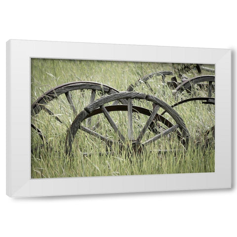 Ole Wagon Wheels II White Modern Wood Framed Art Print by Mahan, Kathy