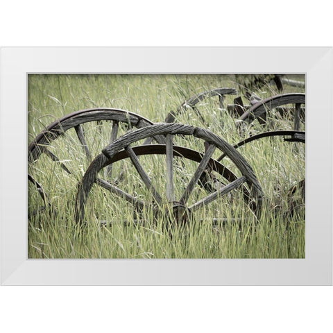 Ole Wagon Wheels II White Modern Wood Framed Art Print by Mahan, Kathy