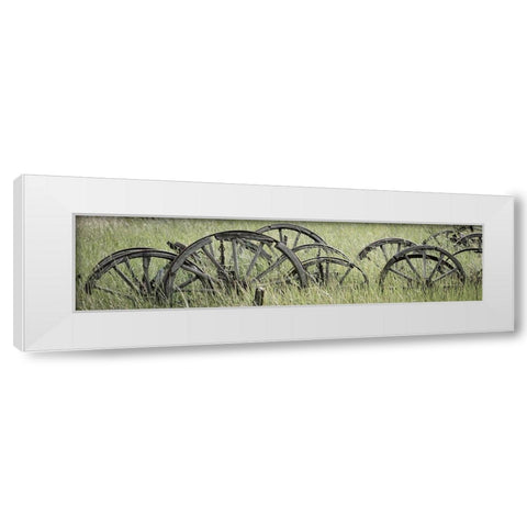 Old Wagon Wheels III White Modern Wood Framed Art Print by Mahan, Kathy