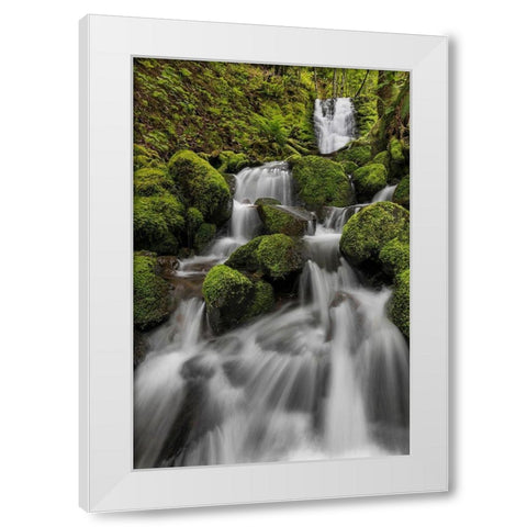 Waterfall I White Modern Wood Framed Art Print by Mahan, Kathy